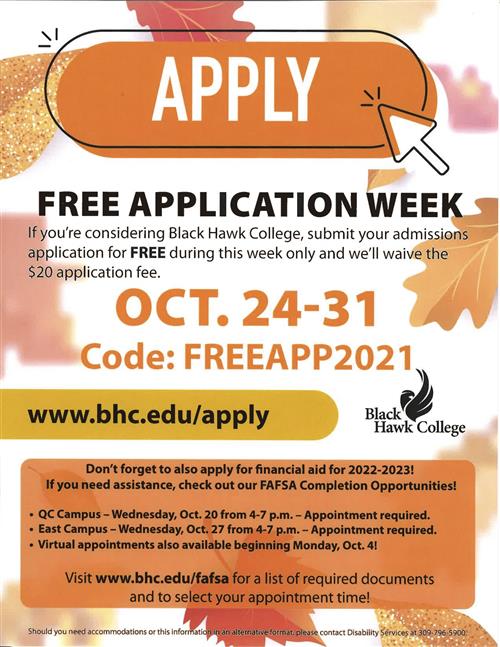 BHC Free Application Week - Oct 24-31